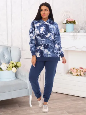 Винтаж(индиго) костюм р.44, футер 80% хлопок,15% п/э, 5% лайкра