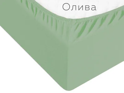 Простыня трикотажная на резинке 120*200*20(олива)