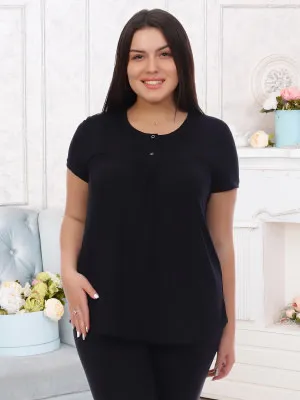 Блузка Ника(черн) р.50, 100% хлопок