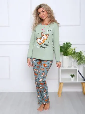Корги плюс(олива) лонгслив+брюки