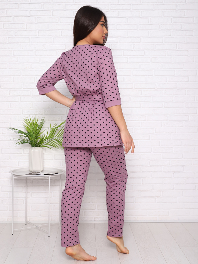 Нежность(лиловый) пеньюар+топ+брюки