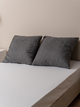 Подушка стеганая файбер 70*70 м/ф(темно-серый) 550гр(пакет)(Н)