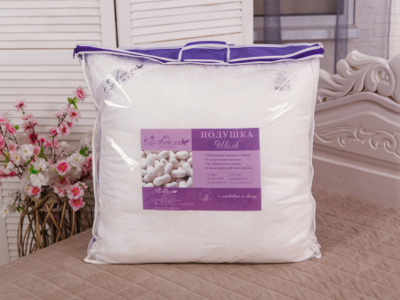 Подушка "ШЕЛК" тик на молнии леб.пух