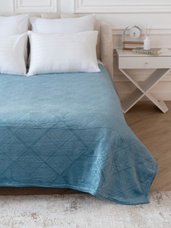 Ромбы(морская волна) плед велсофт