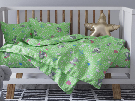 Зайки серые ( бел/зелен) КПБ бязь