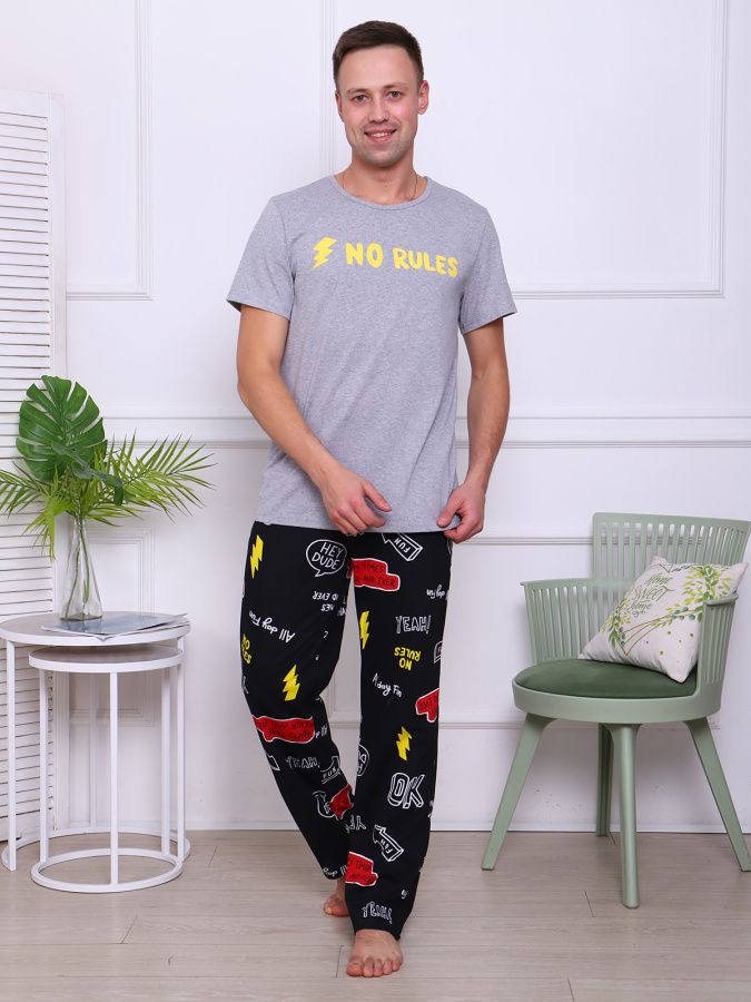 Молния (серый) комплект (футболка+брюки)