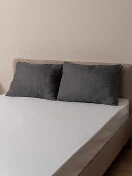 Подушка стеганая файбер 50*70 м/ф(темно-серый) 550гр(пакет)(Н)