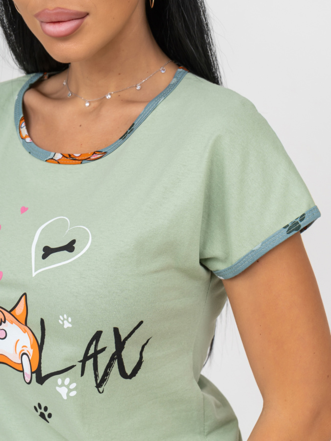 Корги(олива) футболка+бриджи