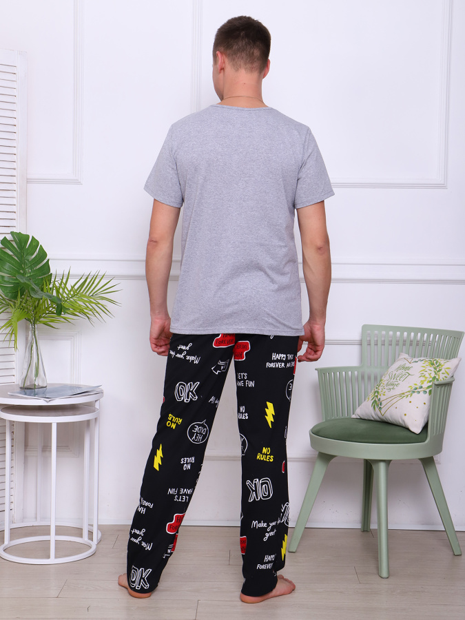 Молния (серый) комплект (футболка+брюки)