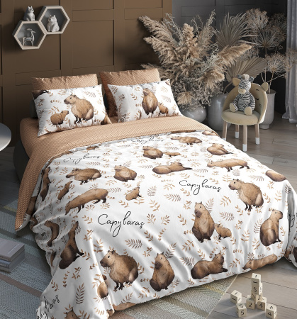 Капибары(светлый) КПБ поплин подростковый