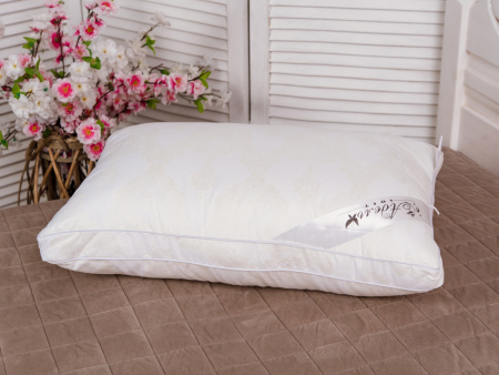 Подушка "ШЕЛК" тик на молнии леб.пух