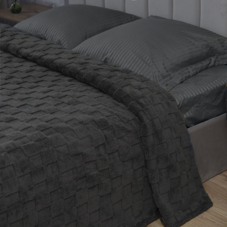 Домино(серый) Плед велсофт