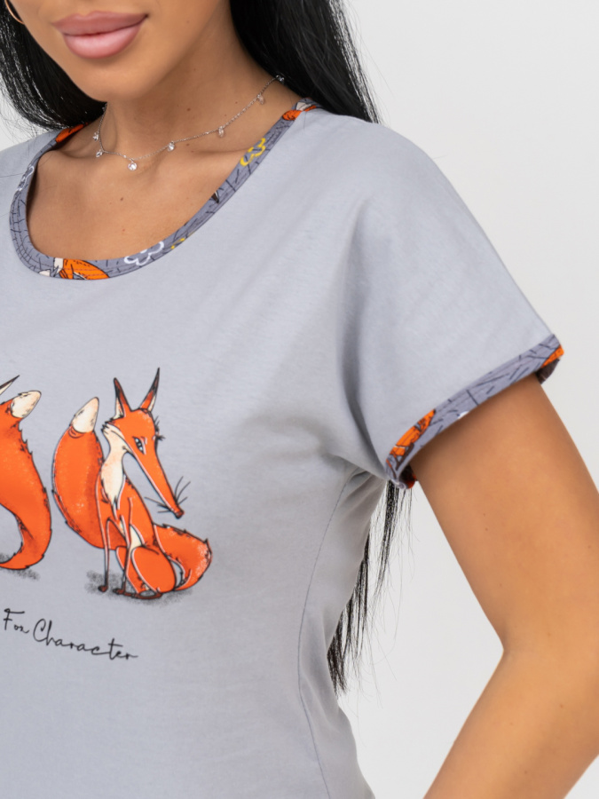 Лисички(серый) футболка+бриджи