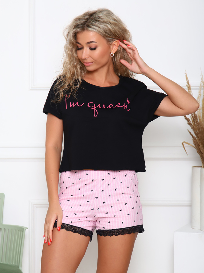 Корона(розовый) футболка+шорты