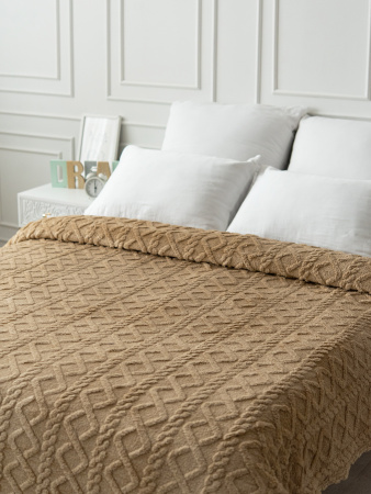 Ромбики(корица) плед велсофт