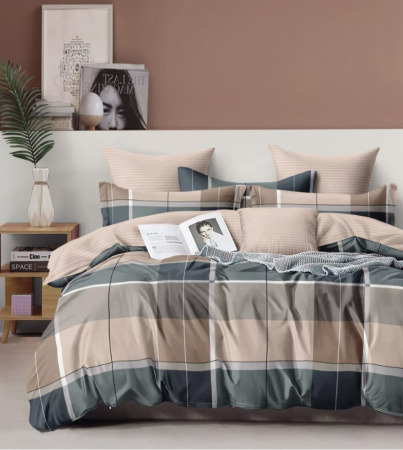 Персей КПБ сатин с простыней на резинке