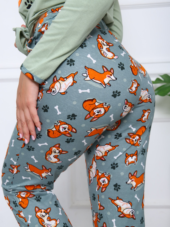 Корги плюс(олива) лонгслив+брюки