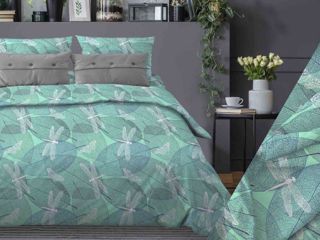 Стрекозы(мятный) КПБ бязь