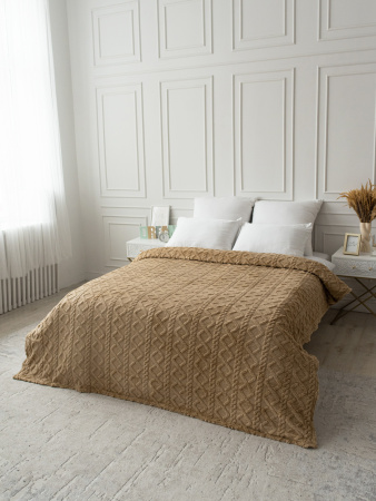 Ромбики(корица) плед велсофт