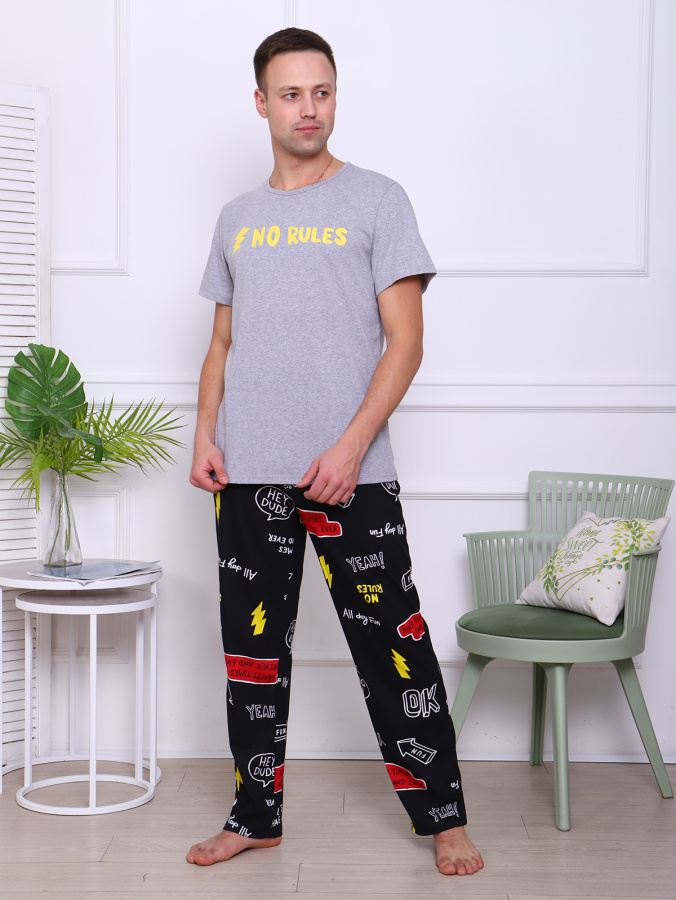 Молния (серый) комплект (футболка+брюки)