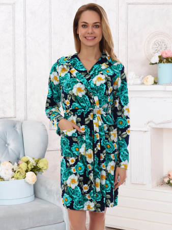 Лиза (цветы)  халат с капюшоном Лиза (цветы)  халат с капюшоном