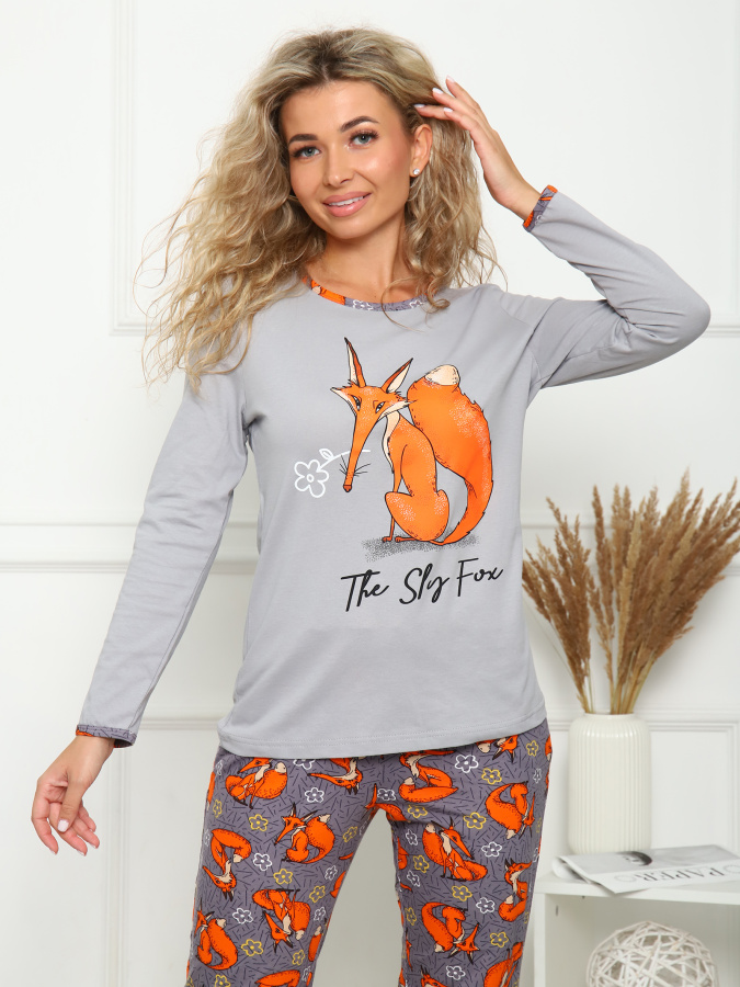 Хитрый лис(серый) лонгслив+брюки