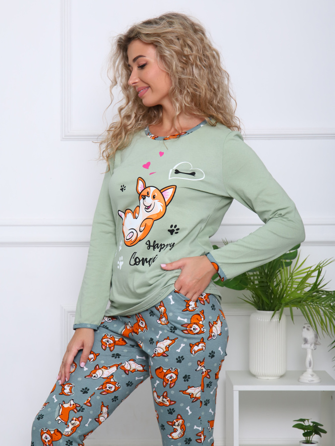 Корги плюс(олива) лонгслив+брюки