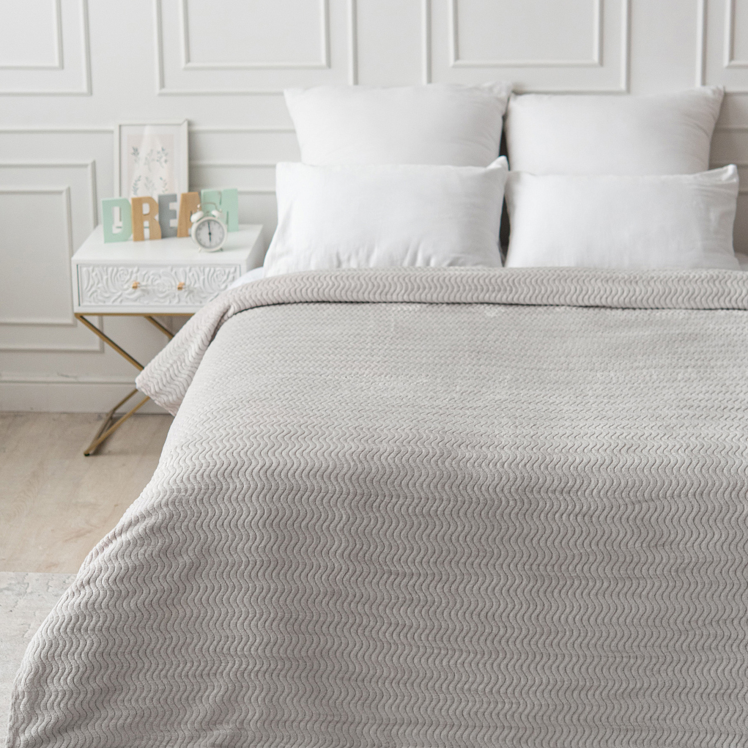 Океан(дымчато-серый) плед велсофт