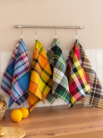 Набор полотенец "Шотландка" вафельн.