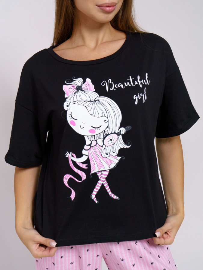 Принцесса(розовый) футболка+брюки