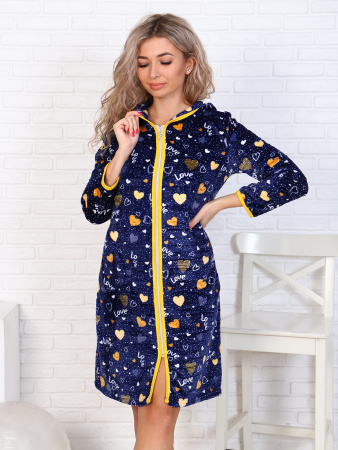 Сердечки(синий) халат