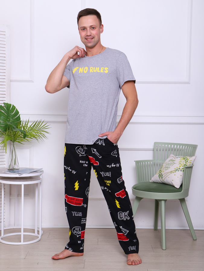 Молния (серый) комплект (футболка+брюки)