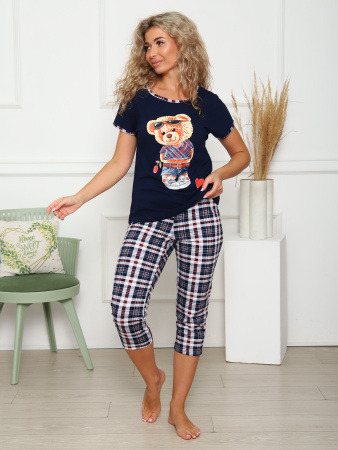 Панчо(синий) футболка+бриджи