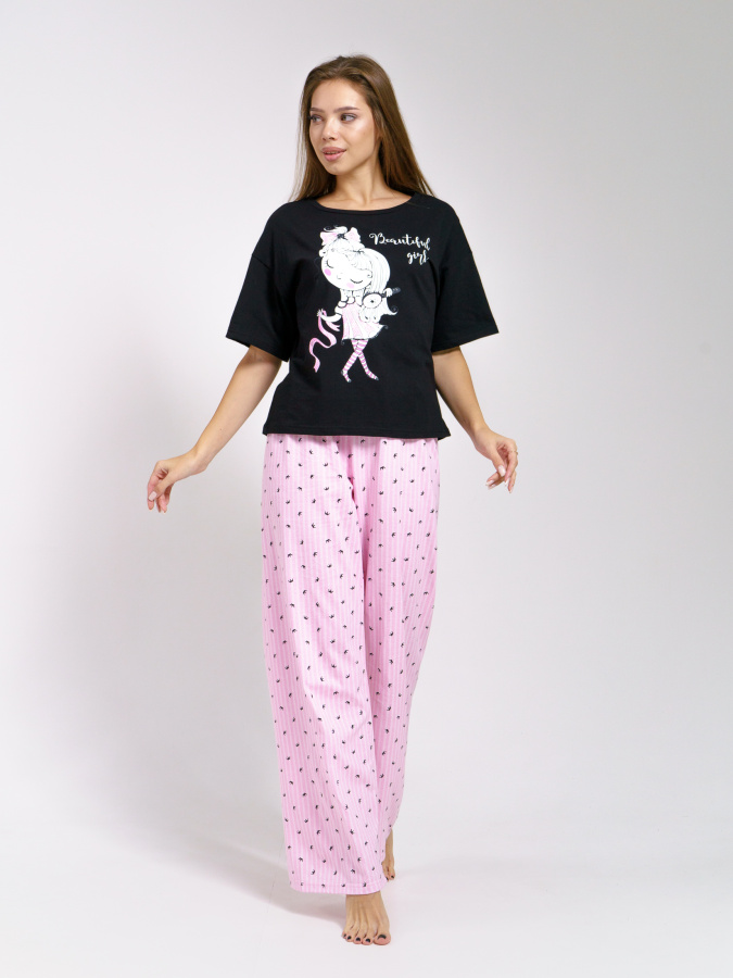 Принцесса(розовый) футболка+брюки