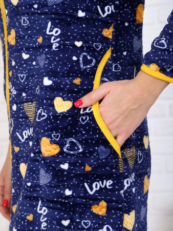 Сердечки(синий) халат