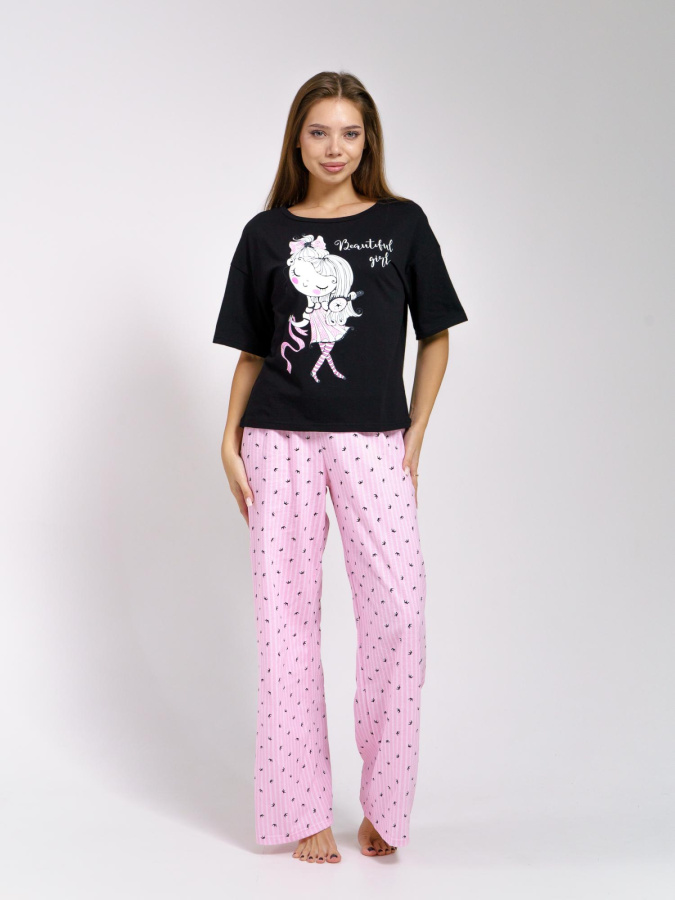 Принцесса(розовый) футболка+брюки